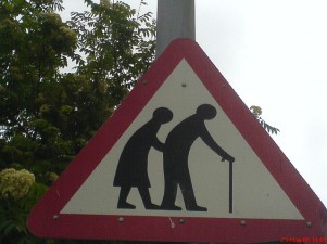 old people sign; generation gap